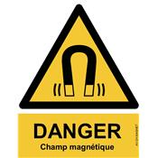 Panneau Attention Danger Champ Magnétique - Dos Autocollant - Norme ISO NF 7010