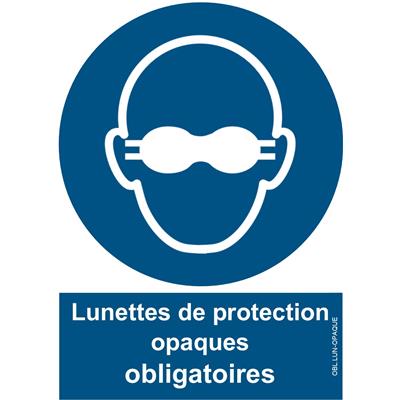 Lunettes de protection OPAQUE obligatoire