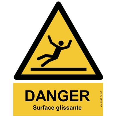 Panneau Attention Danger Surface Glissante - Dos Autocollant - Norme ISO NF 7010