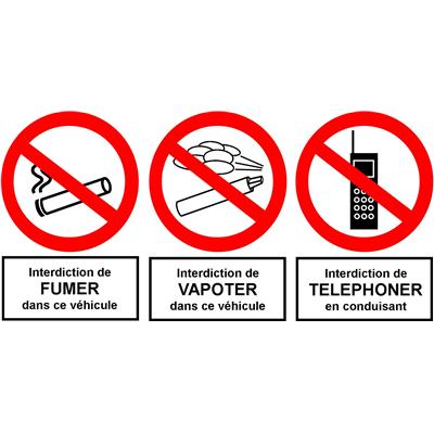 Interdiction de Fumer, Vapoter et Téléphoner pour véhicule
