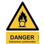 Panneau Attention Danger Substances Comburantes - Dos Autocollant - Norme ISO NF 7010