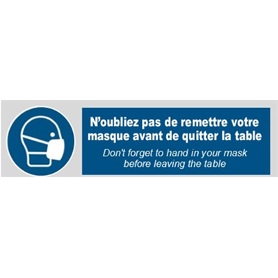 Signal Remettre votre masque en quittant la table - lot de stickers -