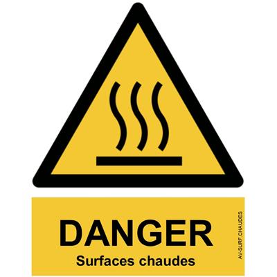 Panneau Attention Danger Surfaces chaudes - Dos Autocollant - Norme ISO NF 7010