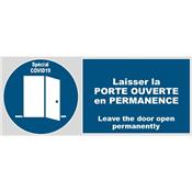 Signal "Laisser la porte ouverte en permanence" - lot de stickers en vinyle -