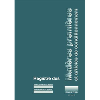 Registre des matières premières et articles de conditionnement