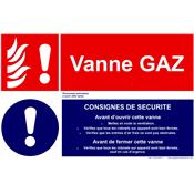 Panneau VANNE GAZ avec consignes de sécurité