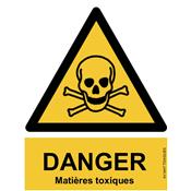 Panneau Attention Danger Risque Matières Toxiques - Dos Autocollant - Norme ISO NF 7010