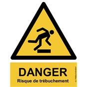 Panneau Attention Danger Risque de Trbuchement - Dos Autocollant - Norme ISO NF 7010