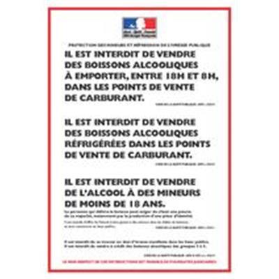 Affiche PROTECTION DES MINEURS VENTE ALCOOL STATION SERVICE A4