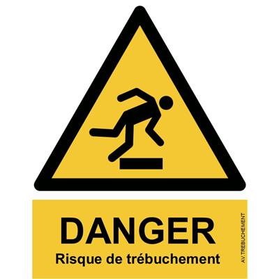 Panneau Attention Danger Risque de Trébuchement - Dos Autocollant - Norme ISO NF 7010