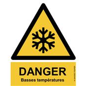 Panneau Attention Danger Basse Température- Dos Autocollant - Norme ISO NF 7010