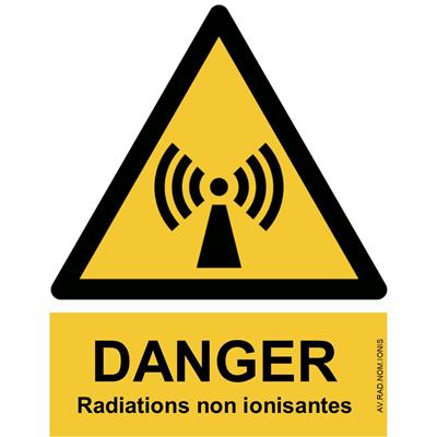 Panneau Attention Danger Radiations non ionisantes - Dos Autocollant - Norme ISO NF 7010