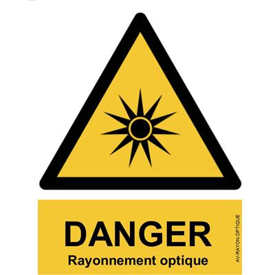 Panneau Attention Danger Rayonnement Optique - Dos Autocollant - Norme ISO NF 7010