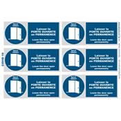 Signal "Laisser la porte ouverte en permanence" - lot de stickers en vinyle -