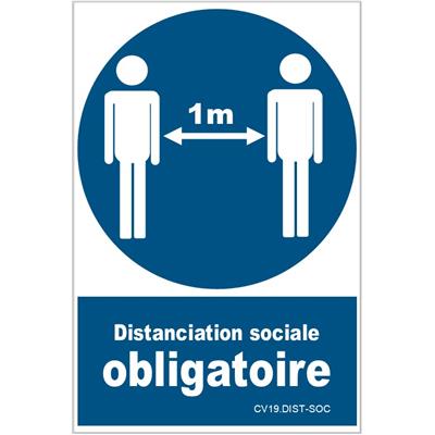 Panneau obligation de distanciation sociale