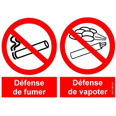 Signalisation Défense de Fumer et de Vapoter