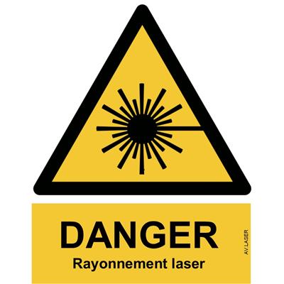 Panneau Attention Danger Rayonnement laser - Dos Autocollant - Norme ISO NF 7010