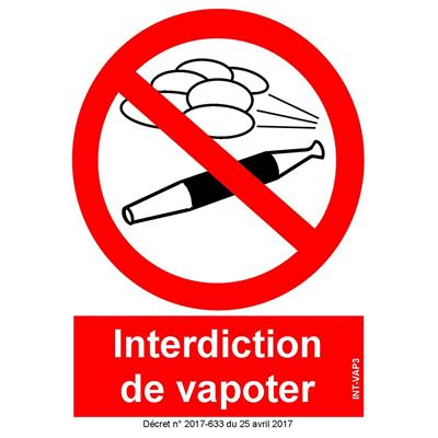 PANNEAU INTERDICTION DE VAPOTER