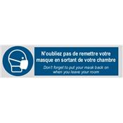 Signal "N'oubliez pas de remettre votre masque en sortant de votre chambre" - lot de stickers en vinyle -