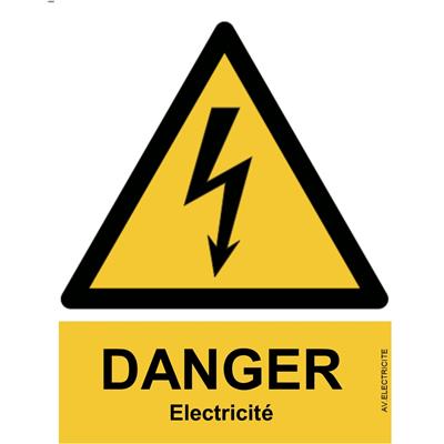 Panneau Attention Danger Risque électrique - Dos Autocollant - Norme ISO NF 7010