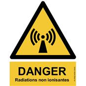 Panneau Attention Danger Radiations non ionisantes - Dos Autocollant - Norme ISO NF 7010