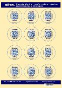 HÔTEL Planche 12 vignettes QRcode / Conduite à tenir en cas d'incendie en chambre - traduit en 35 langues