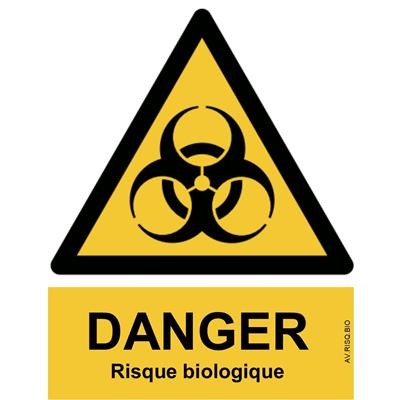 Panneau Attention Danger Risques Biologiques - Dos Autocollant - Norme ISO NF 7010