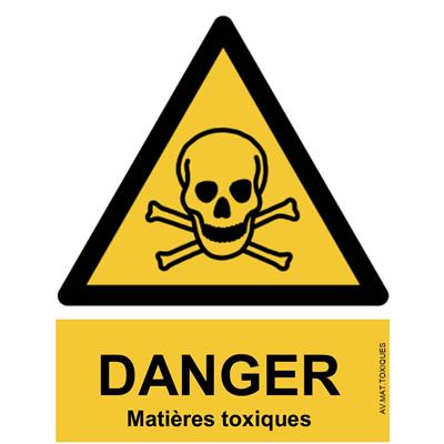 Panneau Attention Danger Risque Matières Toxiques - Dos Autocollant - Norme ISO NF 7010