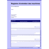 Registre entretien des machines outils