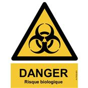 Panneau Attention Danger Risques Biologiques - Dos Autocollant - Norme ISO NF 7010