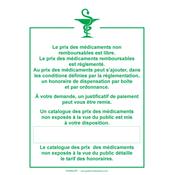 Affichette prix Pharmacie