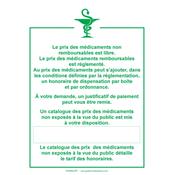 Affichette prix Pharmacie