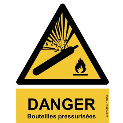 Panneau Attention Danger Bouteilles Préssurisées - Dos Autocollant - Norme ISO NF 7010