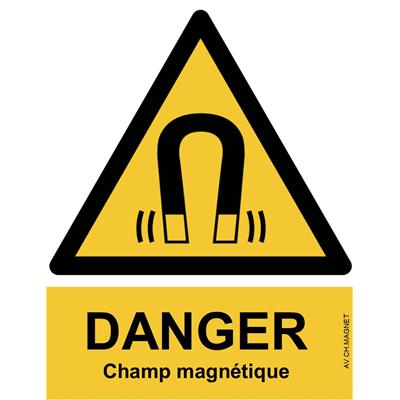 Panneau Attention Danger Champ Magnétique - Dos Autocollant - Norme ISO NF 7010