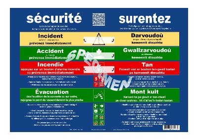 Panneau de consignes de sécurité en Français et en Breton